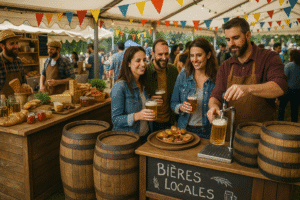 Stand de bières artisanales au Lac au Duc pendant l'événement